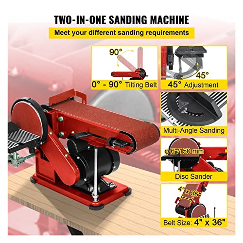 4x36 Inch and 6 Inch Disc 350W Benchtop Belt Disc Sander T82469