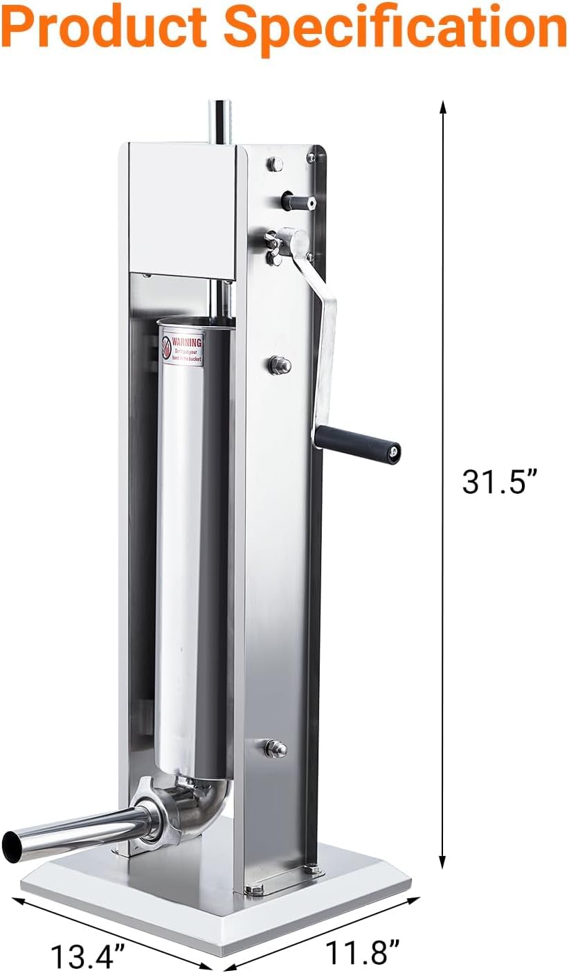 15LBS/7L Two Speed Stainless Steel Sausage Stuffer with 4 Stuffing Tubes D905