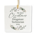 Ceramic 3-inch Square-Shaped Botanical Wreath Ornament H1119