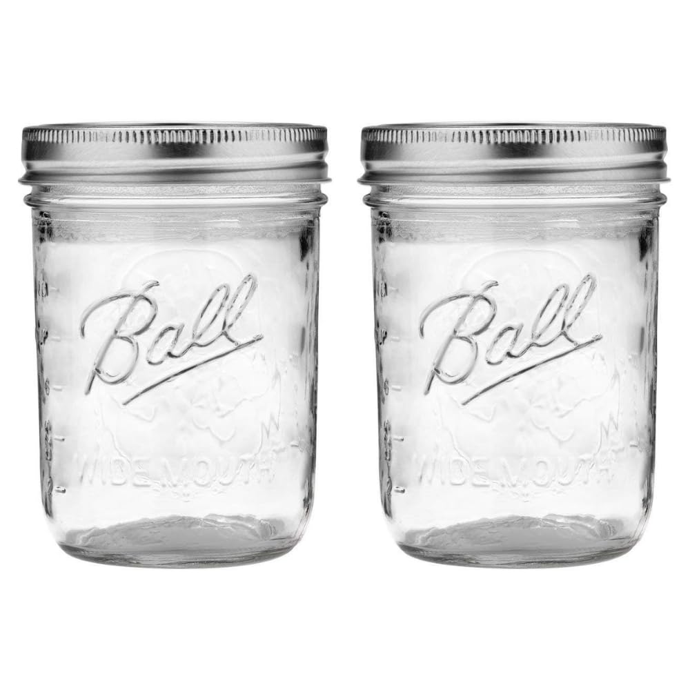 Wide Mouth Pint Mason Jars with Lids & Bands 16-oz 2-Pack B170905