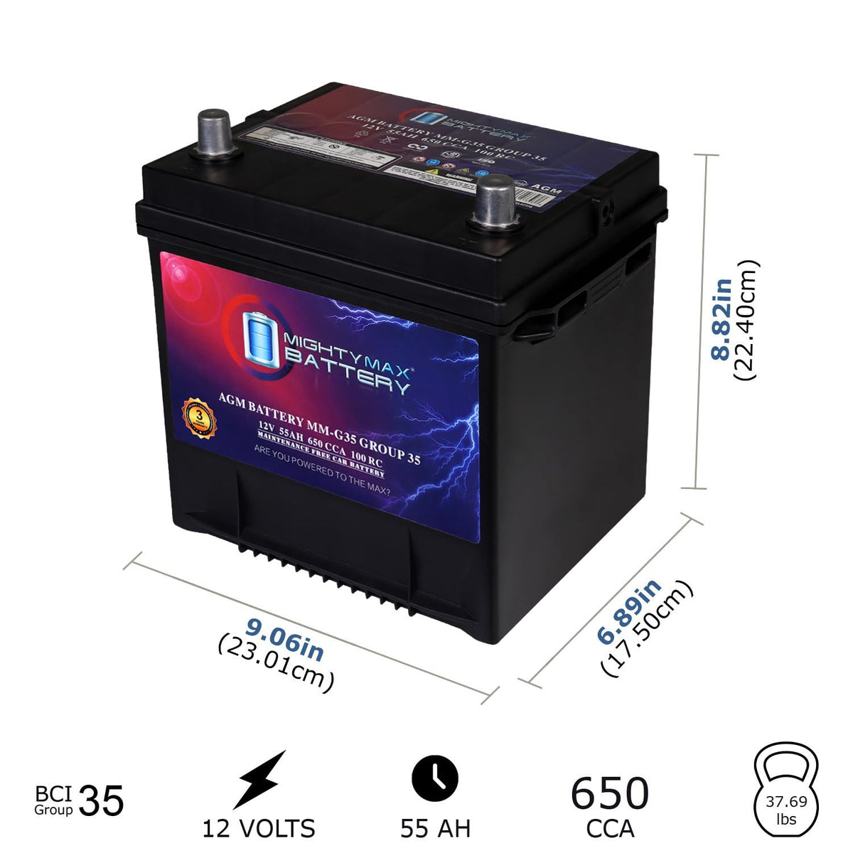 12V 55Ah AGM Replacement Battery U419