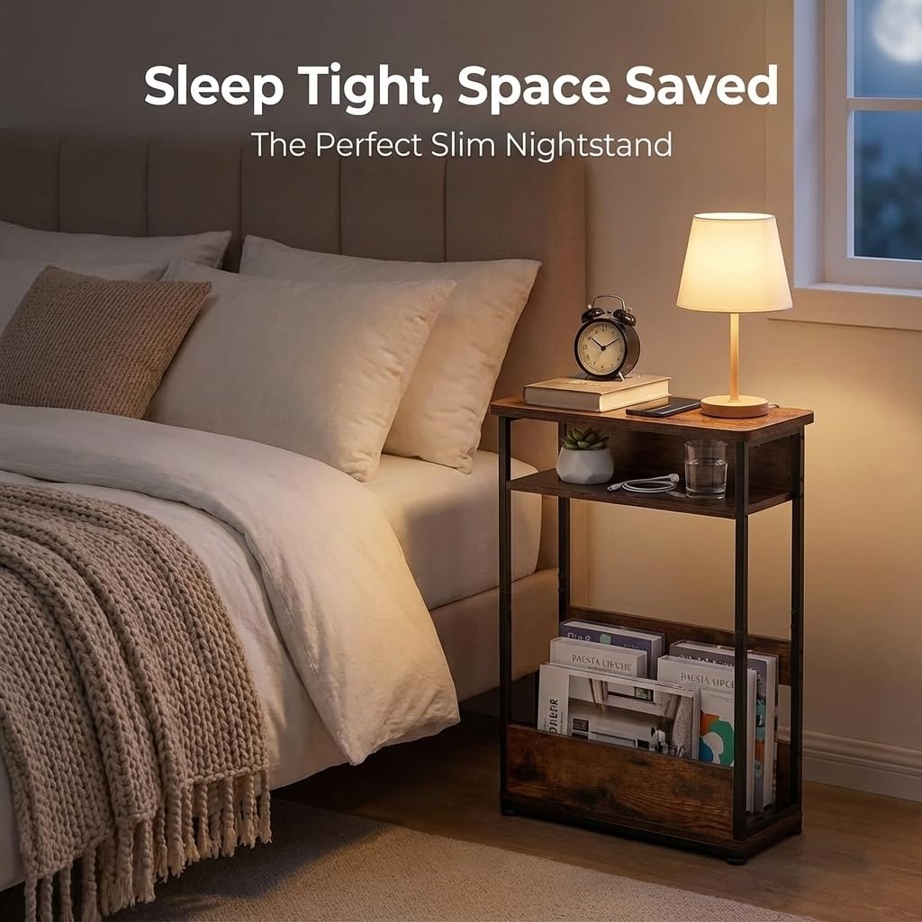 3-Tier Narrow Side Table with Storage Shelf G134