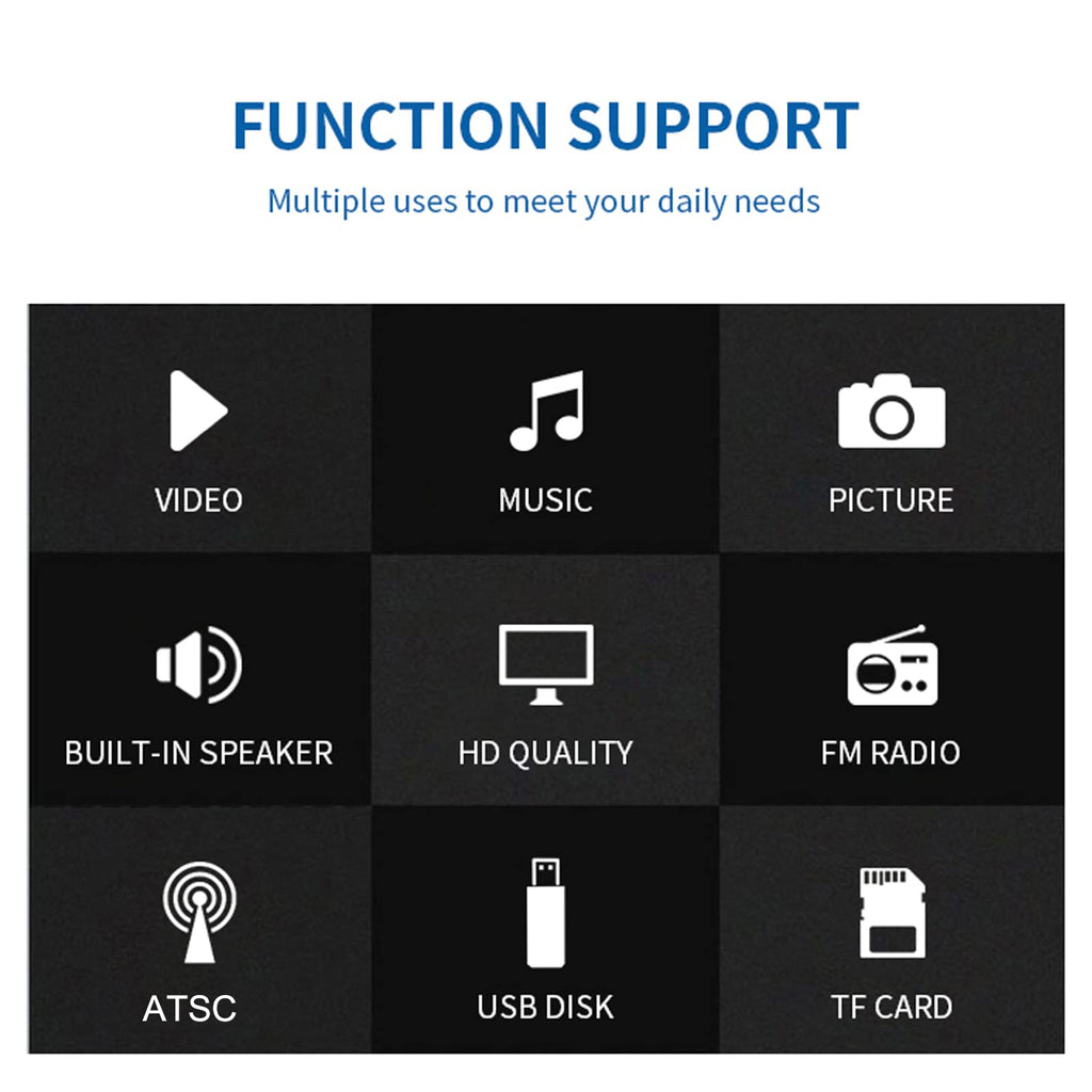 5 Inch Portable Pocket TV, ATSC LED Digital Player with Remote Control, 1500mAh Rechargeable Battery, Television TV for Camping Support USB, TF Card, FM Radio for Car, Kitchen, Travel U115091