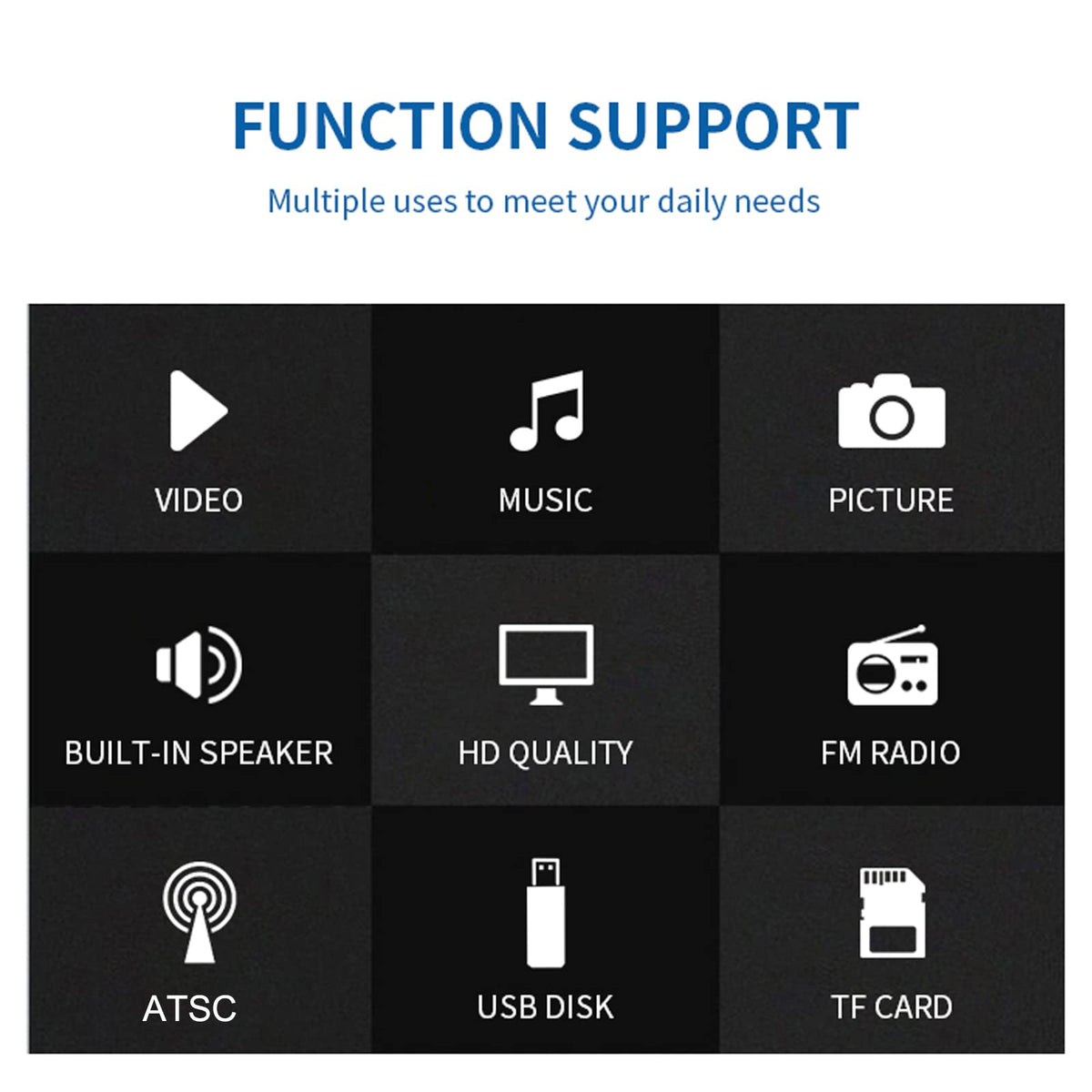 5 Inch Portable Pocket TV, ATSC LED Digital Player with Remote Control, 1500mAh Rechargeable Battery, Television TV for Camping Support USB, TF Card, FM Radio for Car, Kitchen, Travel U115091