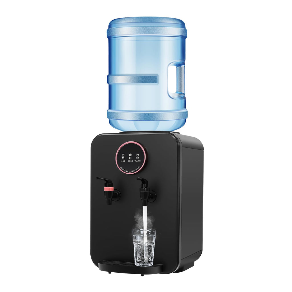 Top Loading Countertop Water Cooler Dispenser with Hot/Cold/Warm 3-Temp Settings, Black Q4741