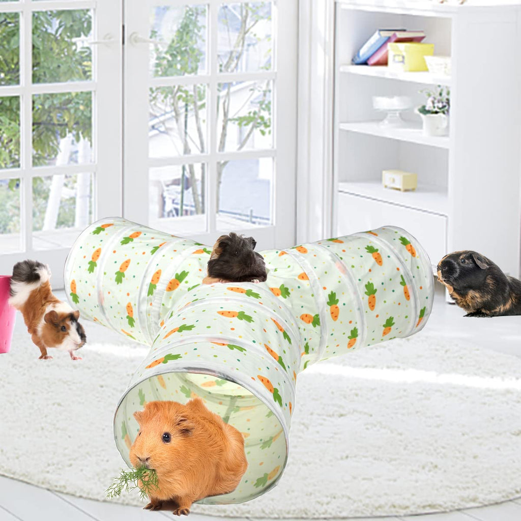 3 Way Collapsible Tunnel with Carrot Patterns Small Pet Hideout T14122