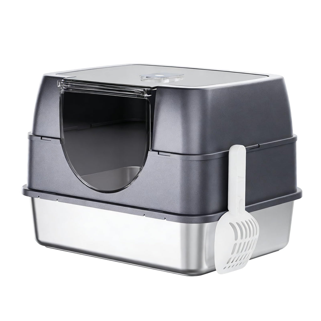 Enclosed Cat Litter Box with Stainless Steel Litter Tray U3109