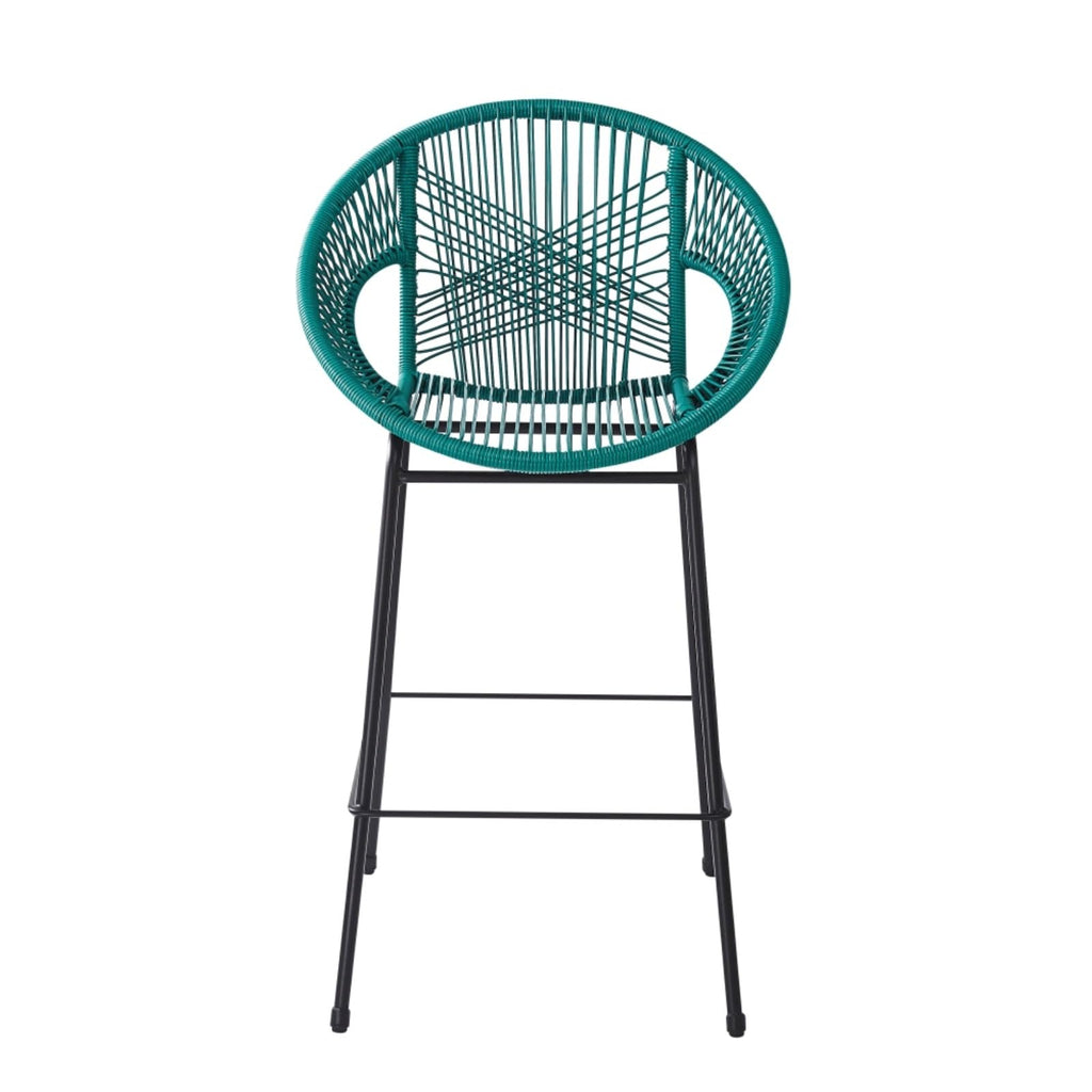 Faux Wicker PE Rattan Bar Stools Set of 2 Teal N161