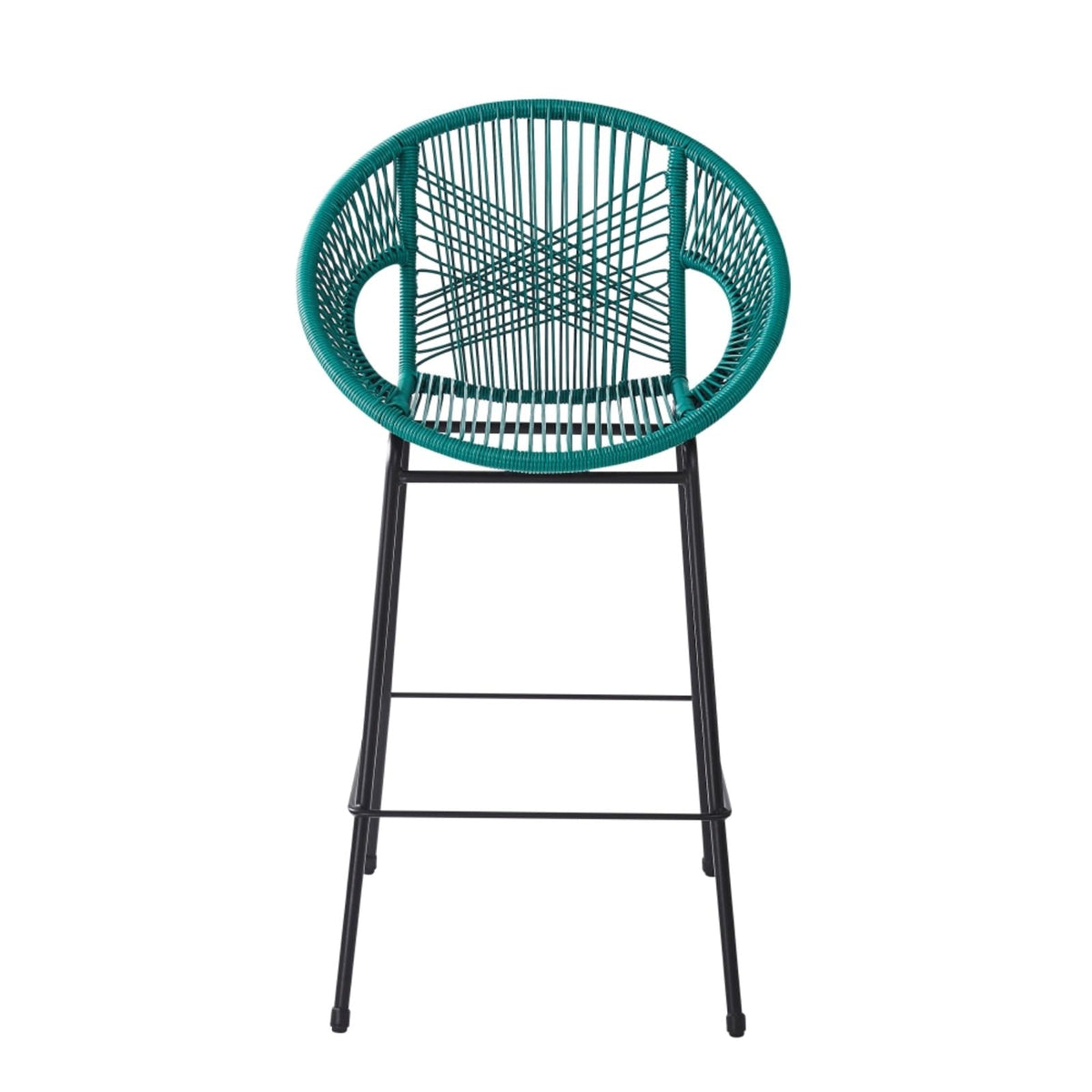 Faux Wicker PE Rattan Bar Stools Set of 2 Teal N161