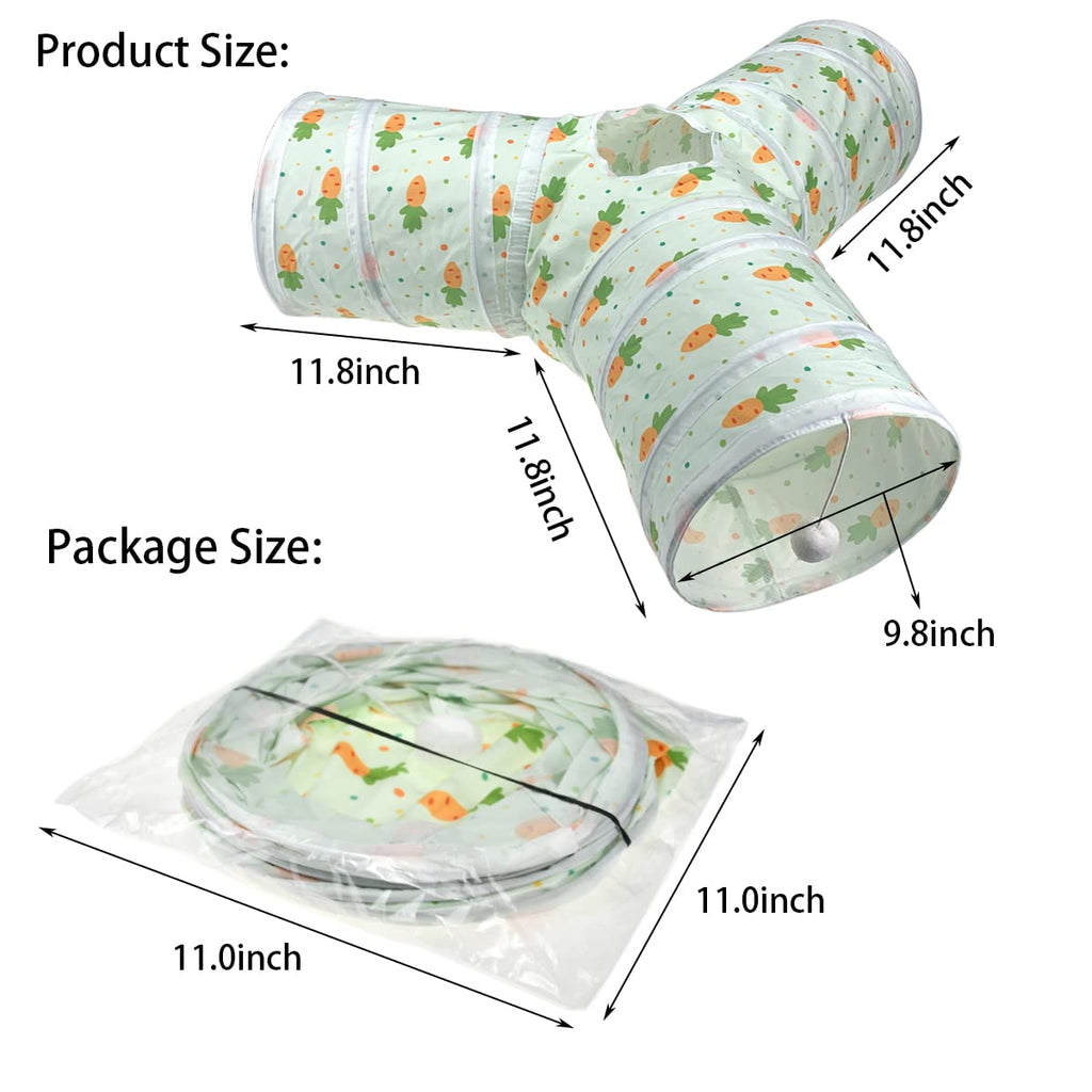3 Way Collapsible Tunnel with Carrot Patterns Small Pet Hideout T14122