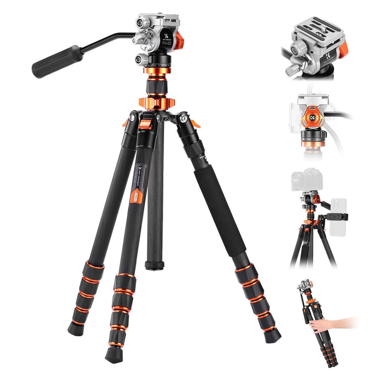 Carbon Fiber Tripod with Fluid Head E71336
