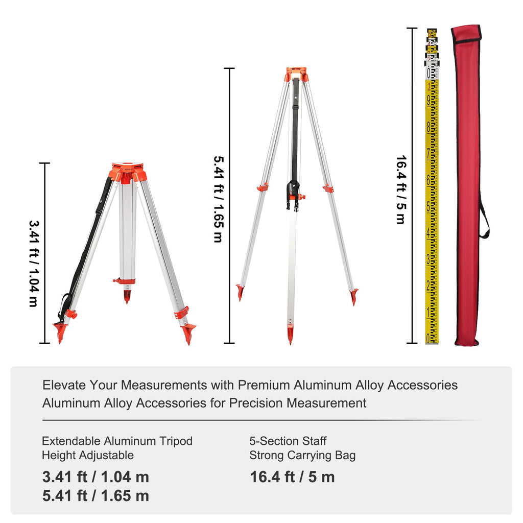 Green 360 Degree Self Leveling Rotary Laser Level Kit with Tripod & Staff I295504