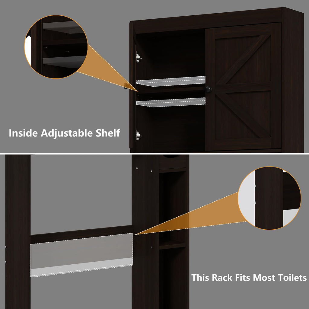 Over The Toilet Storage Cabinet with Barn Doors H196
