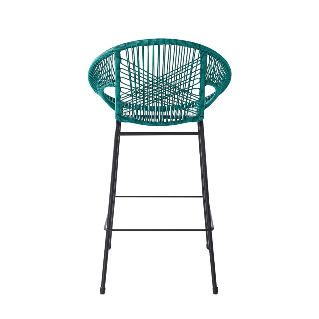 Faux Wicker PE Rattan Bar Stools Set of 2 Teal N161