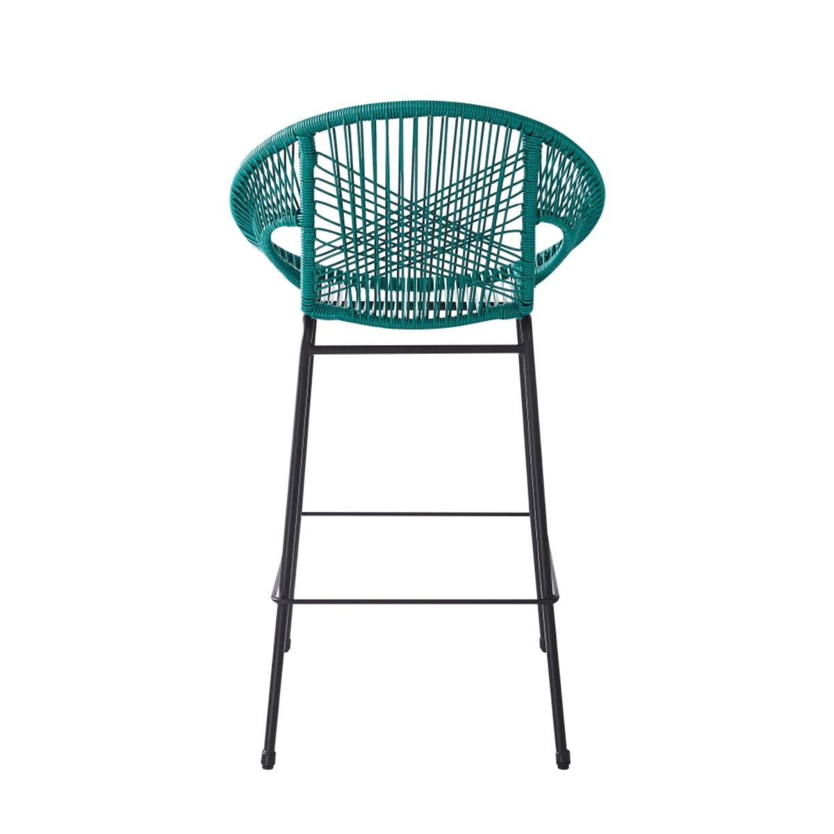 Faux Wicker PE Rattan Bar Stools Set of 2 Teal N161