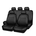 Faux Leather Car Seat Covers Full Set, Airbag Compatible, Breathable, All Black O62835