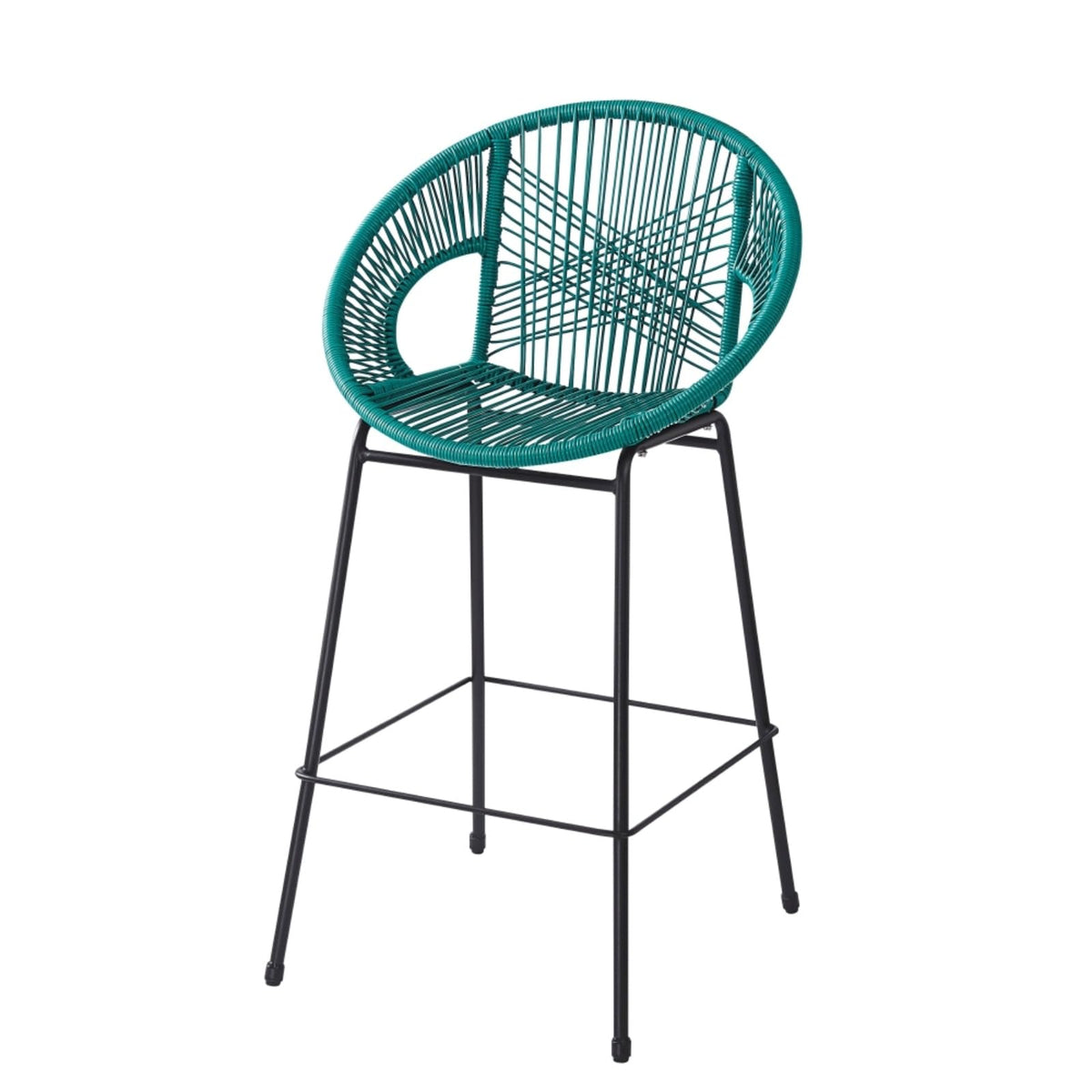 Faux Wicker PE Rattan Bar Stools Set of 2 Teal N161