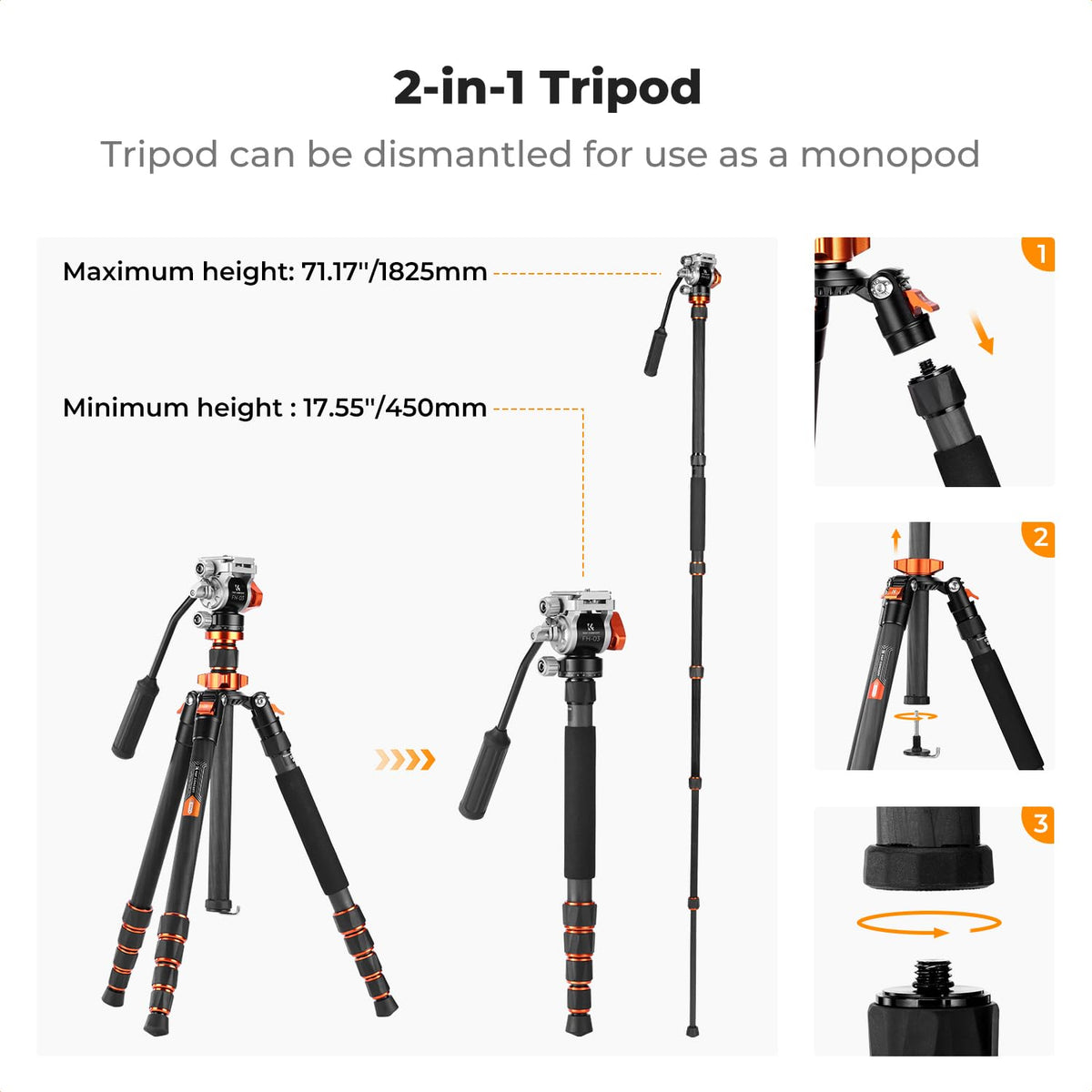 Carbon Fiber Tripod with Fluid Head E71336