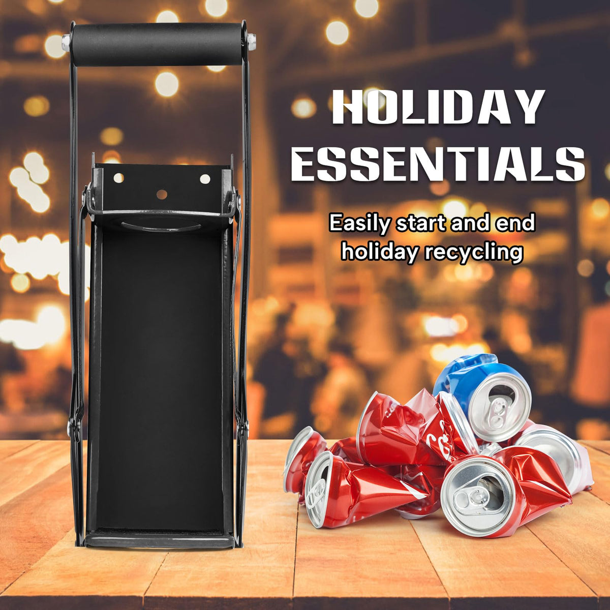 16 oz Black Wall-Mounted Aluminum Can Crusher Z62698