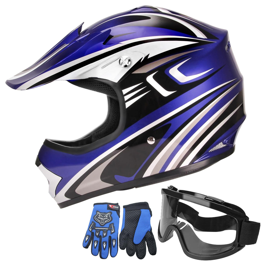 Youth Motocross Offroad Dirt Bike Helmet with Goggles DOT Approved D73038