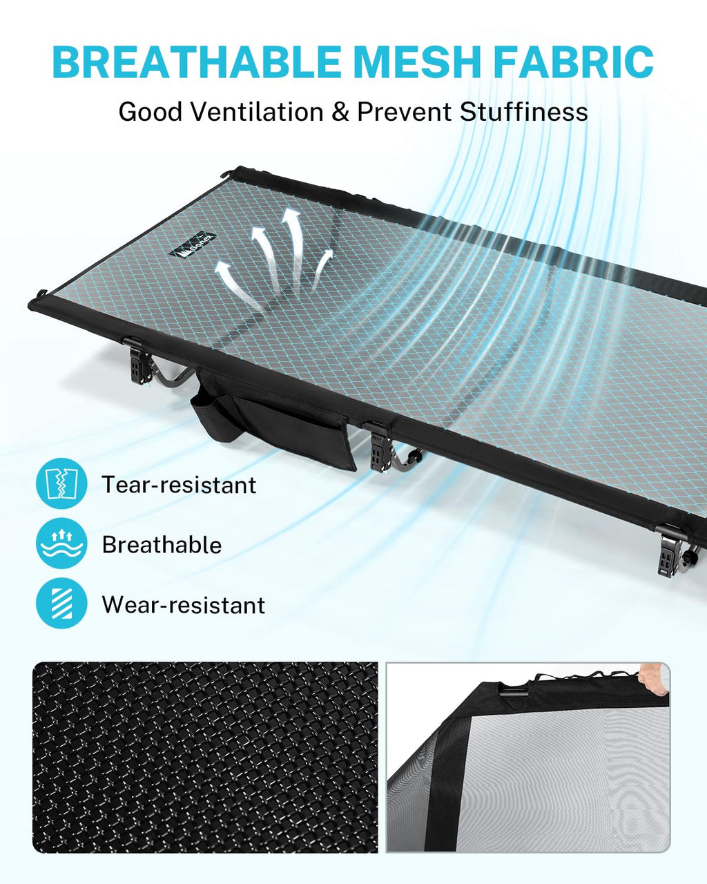31.5" Wide Ultralight Portable Folding Mesh Camping Cot S189