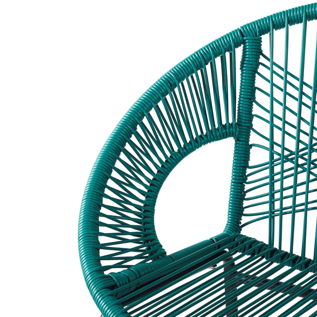 Faux Wicker PE Rattan Bar Stools Set of 2 Teal N161