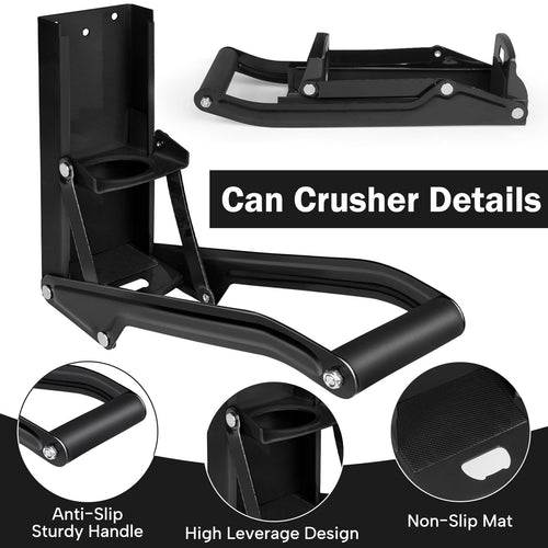 16 oz Black Wall-Mounted Aluminum Can Crusher Z62698