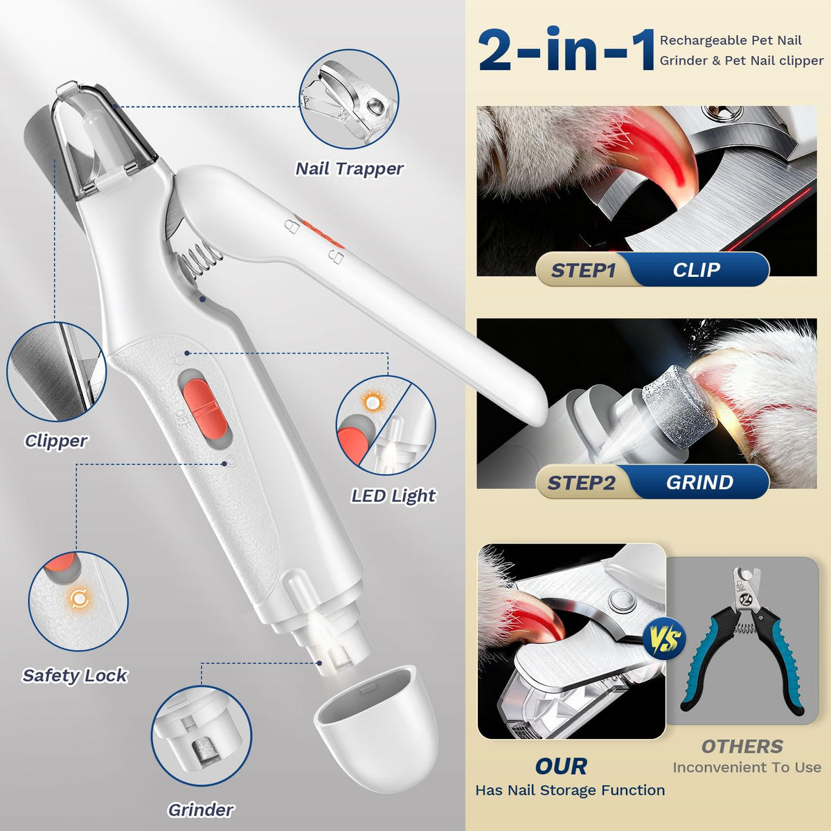 2-in-1 Dog & Cat Nail Clippers and Grinder A186