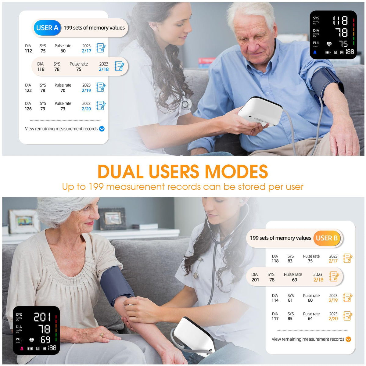 Automatic Upper Arm Blood Pressure Monitor with Adjustable Large Cuff F672