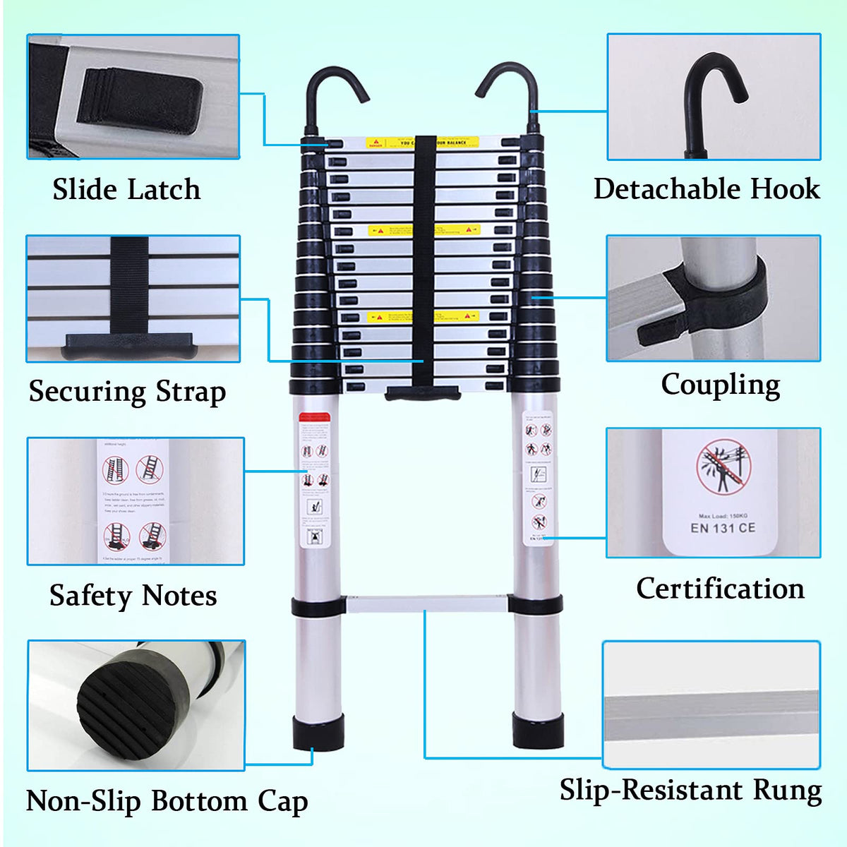 20.5FT Aluminum Telescoping Ladder 330lb S73694