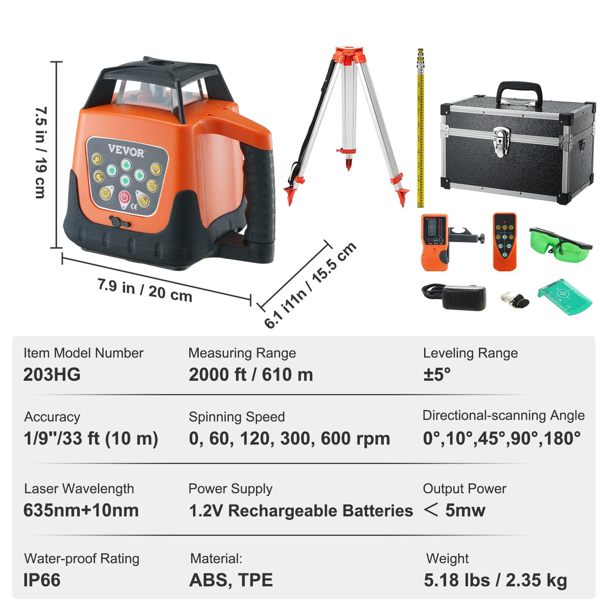 Green 360 Degree Self Leveling Rotary Laser Level Kit with Tripod & Staff I295504