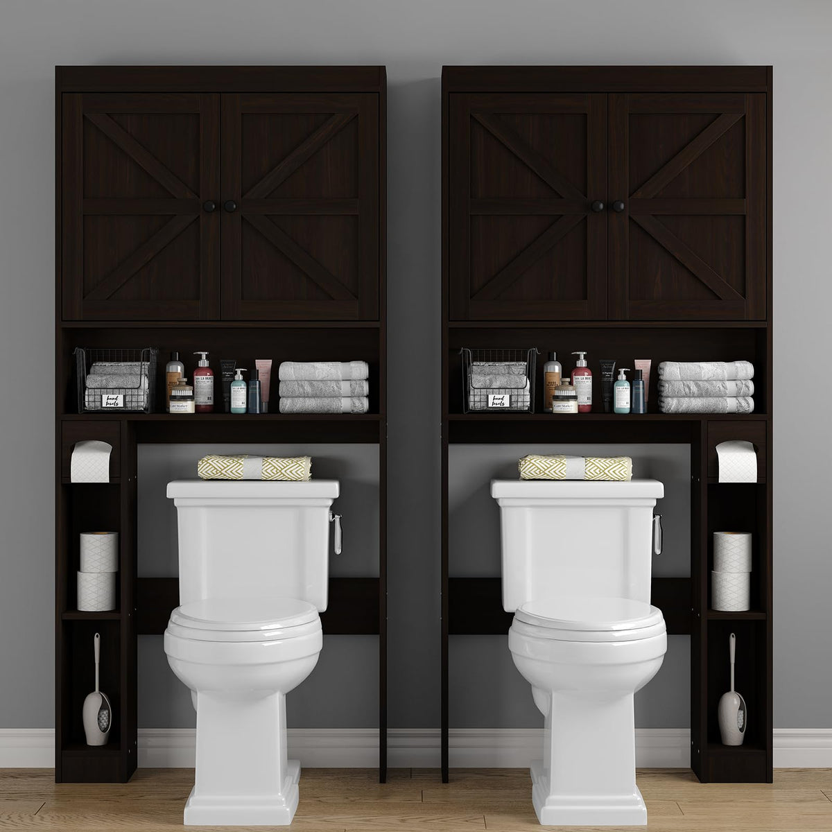 Over The Toilet Storage Cabinet with Barn Doors H196