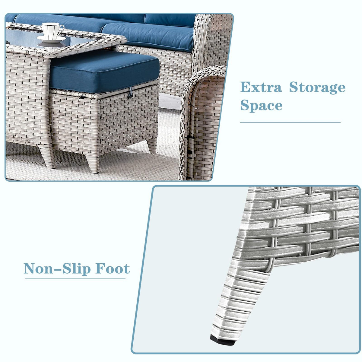 8 Piece Wicker Patio Furniture Set with Swivel Rocker Chairs and Coffee Table I92817