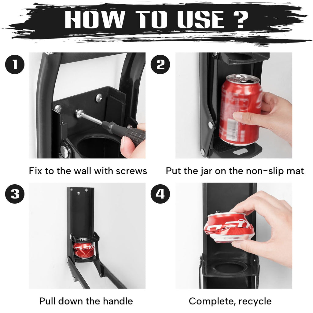 16 oz Black Wall-Mounted Aluminum Can Crusher Z62698
