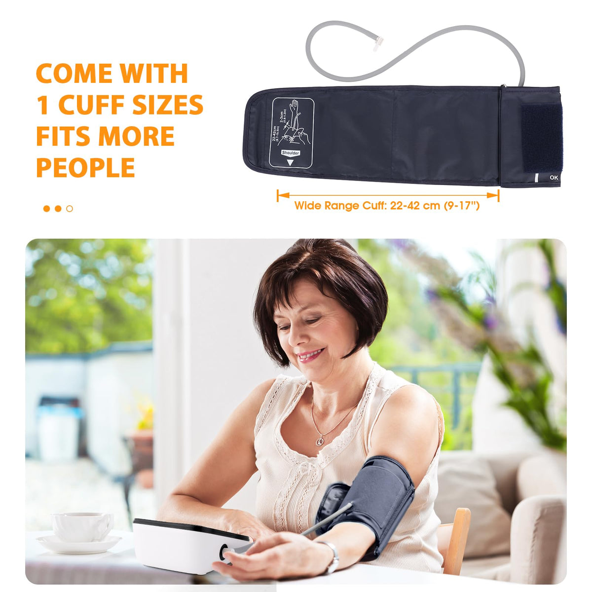 Automatic Upper Arm Blood Pressure Monitor with Adjustable Large Cuff F672