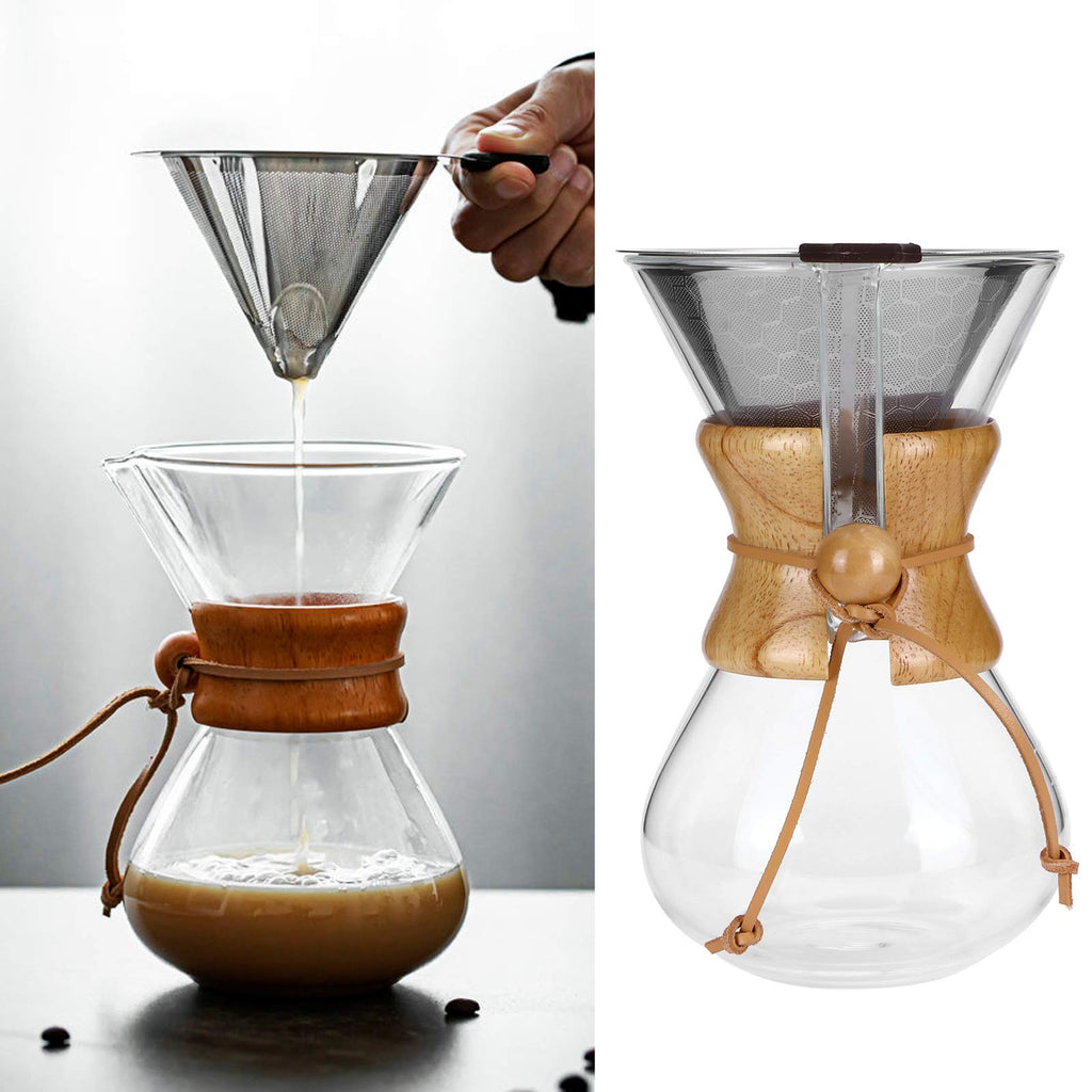 600ml High Temp Glass Coffee Drip Pot with Reusable Filter H273