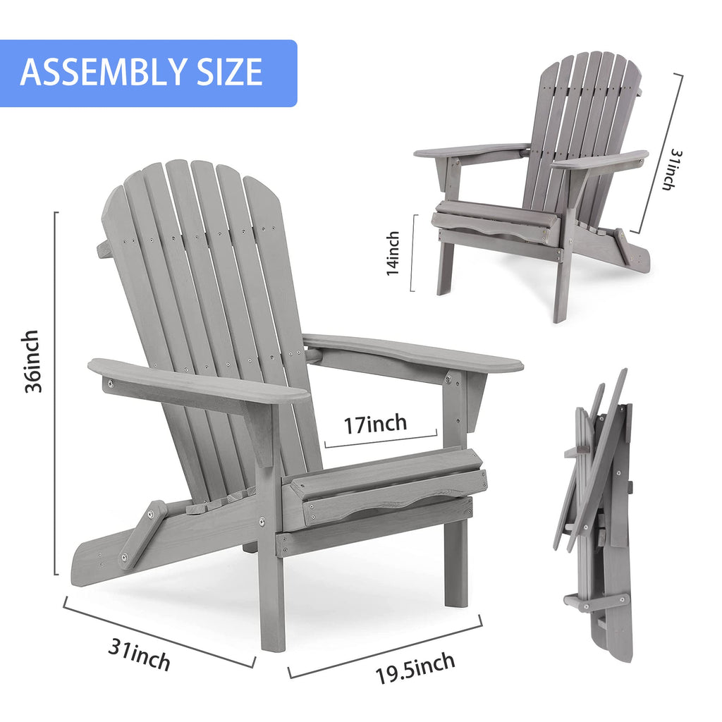 Wooden Folding Adirondack Chair Set of 2 Solid Cedar V858284