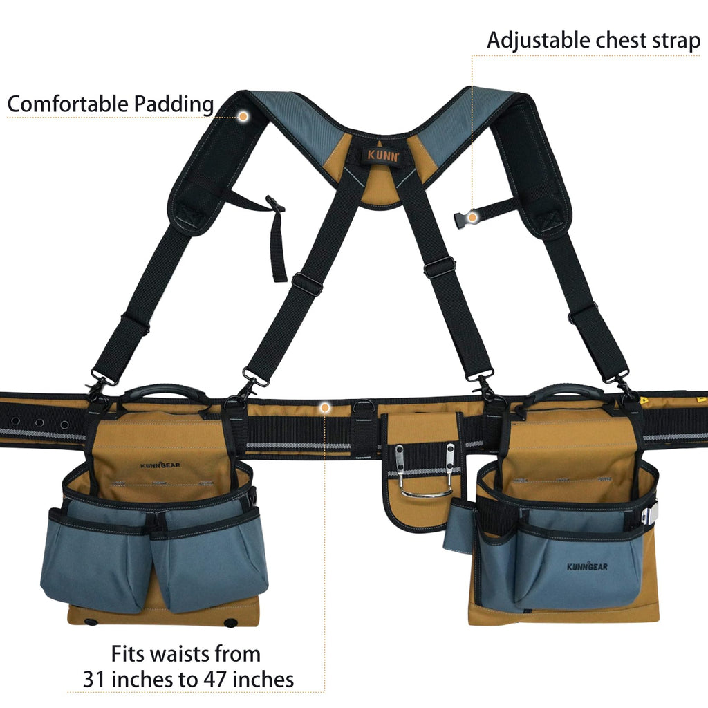 Khaki Carpenter Tool Belt with Suspenders B477997