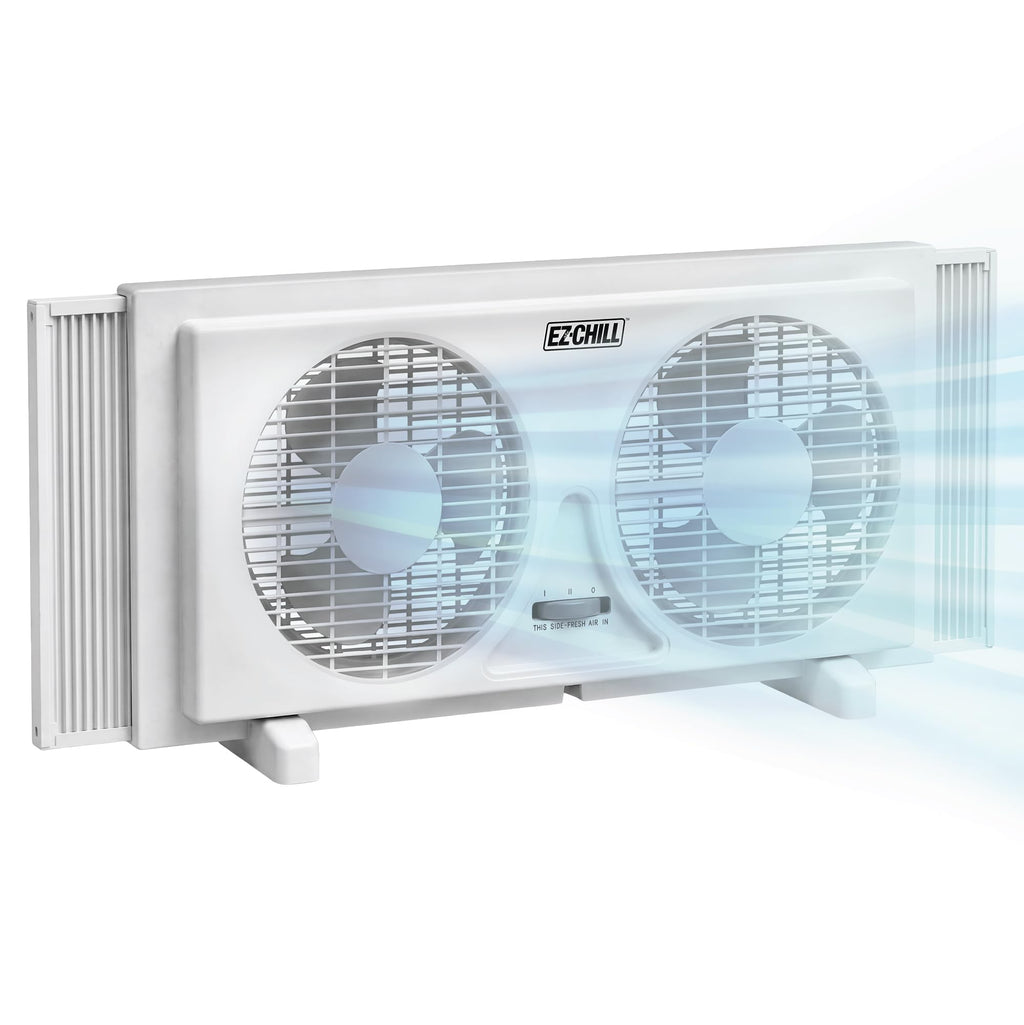 9" Twin Window Fan with Manual Reversible Airflow, 2 Speed, White Q6687