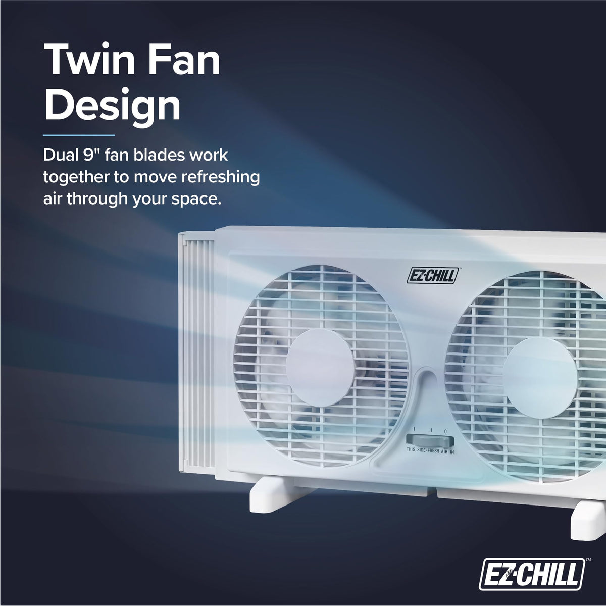 9" Twin Window Fan with Manual Reversible Airflow, 2 Speed, White Q6687