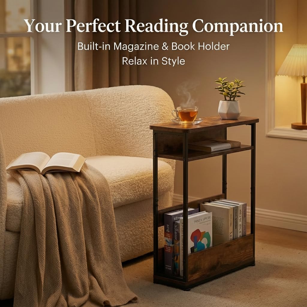 3-Tier Narrow Side Table with Storage Shelf G134