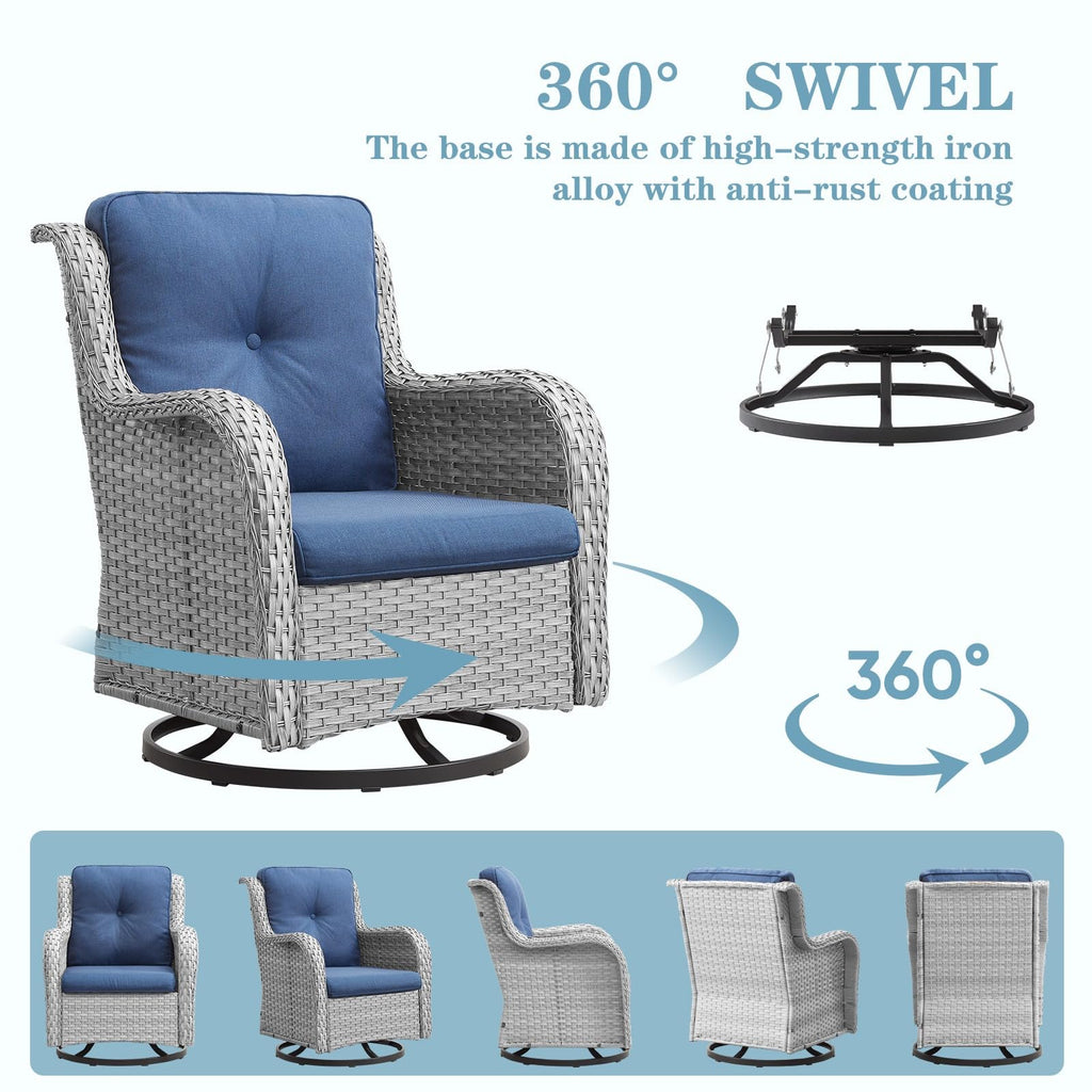 8 Piece Wicker Patio Furniture Set with Swivel Rocker Chairs and Coffee Table I92817