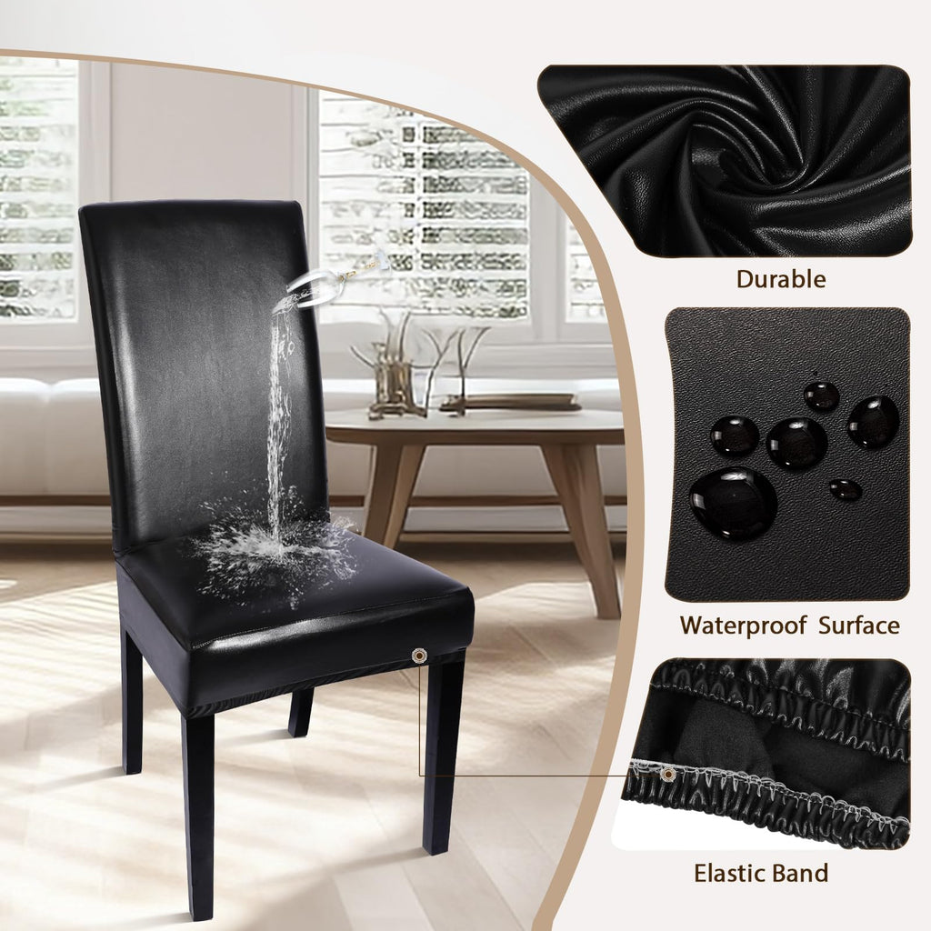 Waterproof PU Leather Dining Chair Covers Set of 6 P932