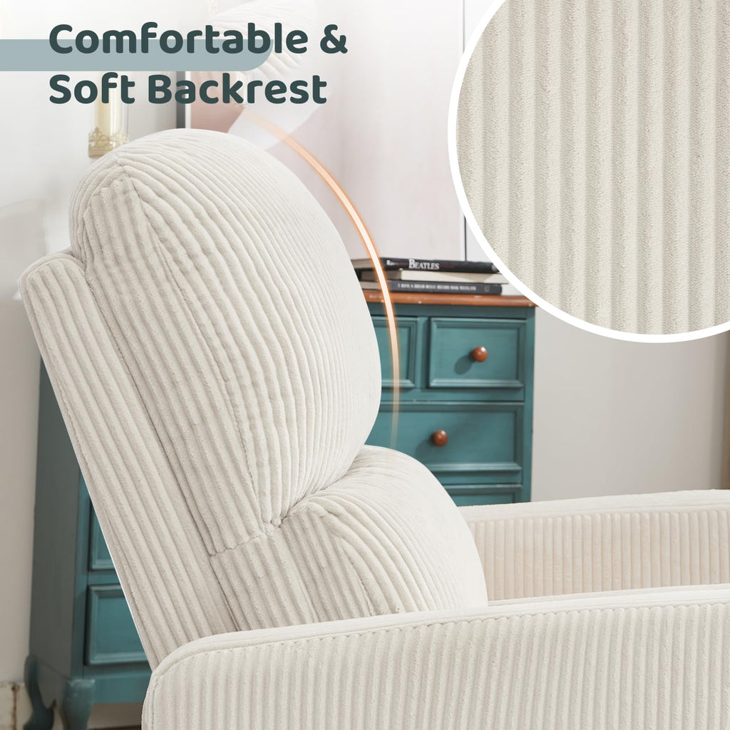Oversized Corduroy Swivel Rocker Recliner Chair L298388