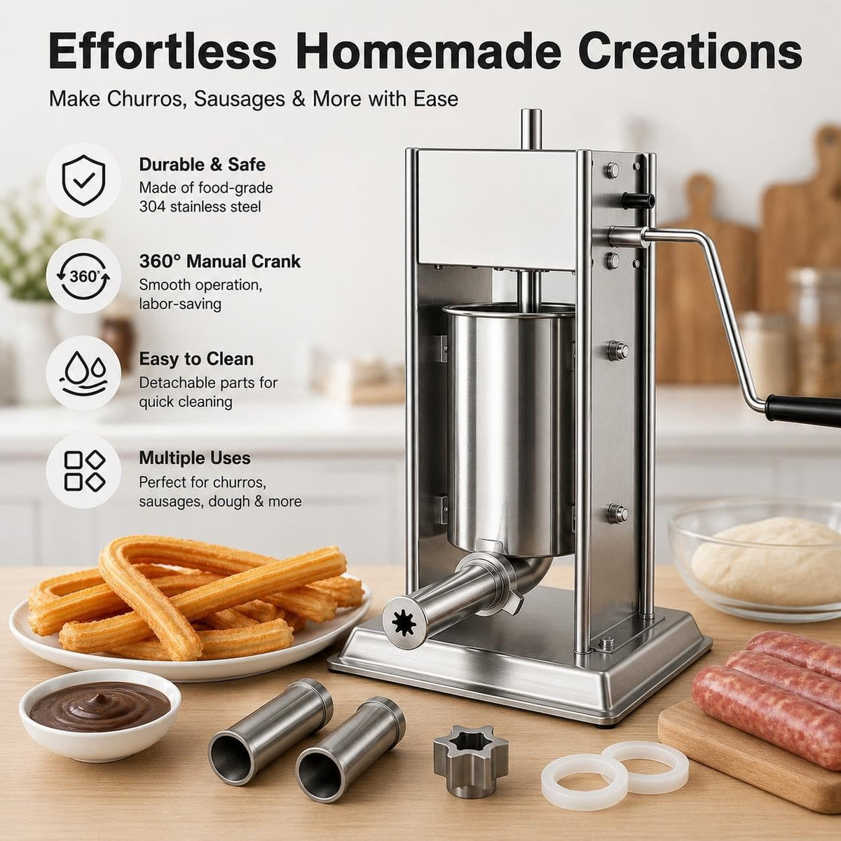 304 Steel Vertical Crank Sausage Stuffer K395