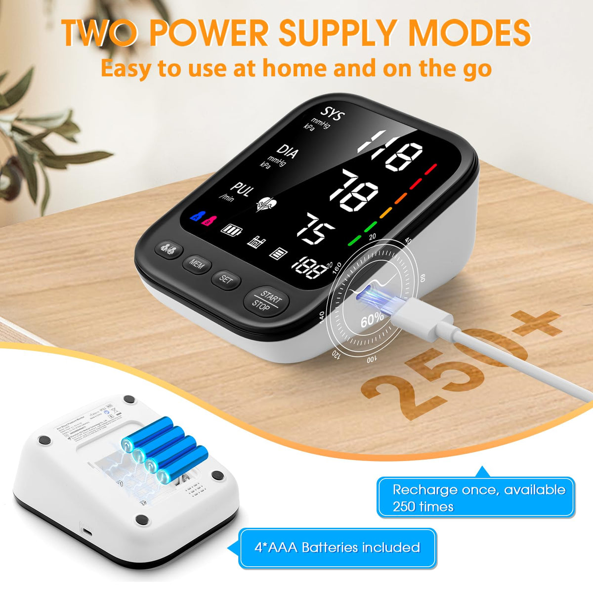 Automatic Upper Arm Blood Pressure Monitor with Adjustable Large Cuff F672