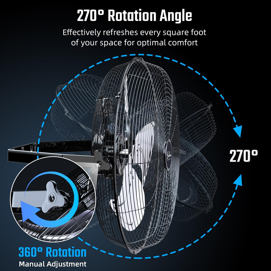 20 Inch 3 Speed Black Wall-Mount Fan G104