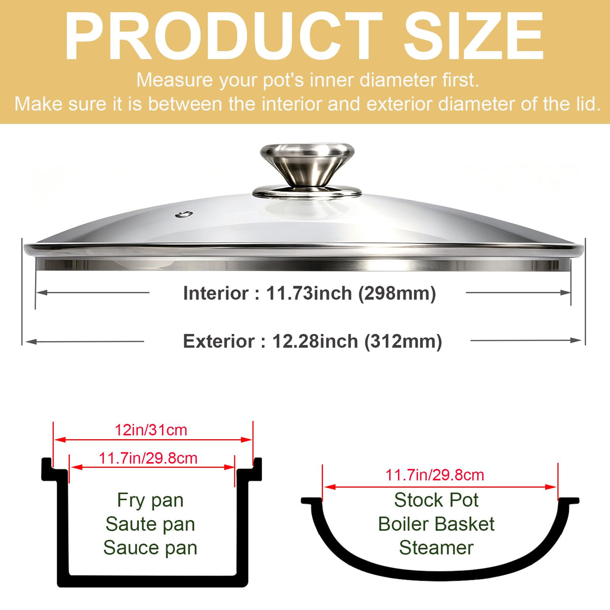 12 Inch Tempered Glass Pan Lid O9896