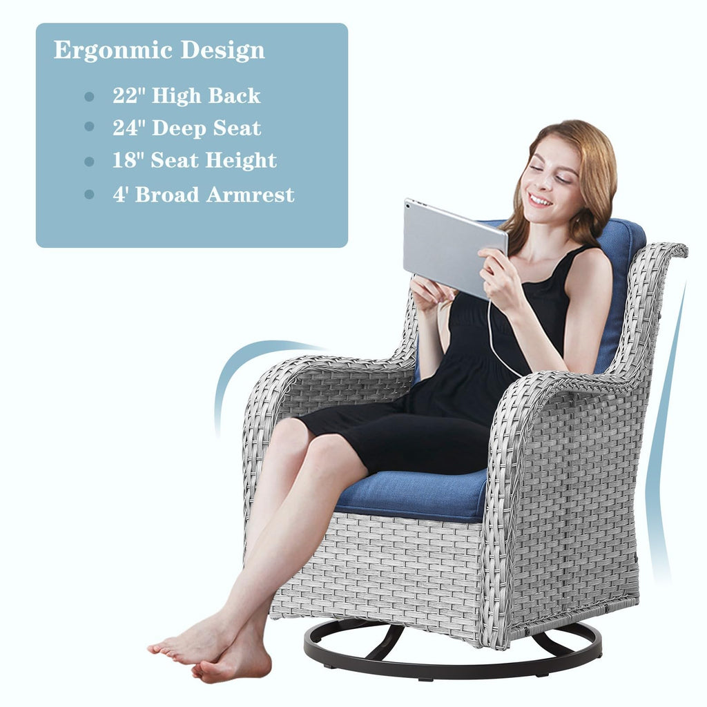 8 Piece Wicker Patio Furniture Set with Swivel Rocker Chairs and Coffee Table I92817