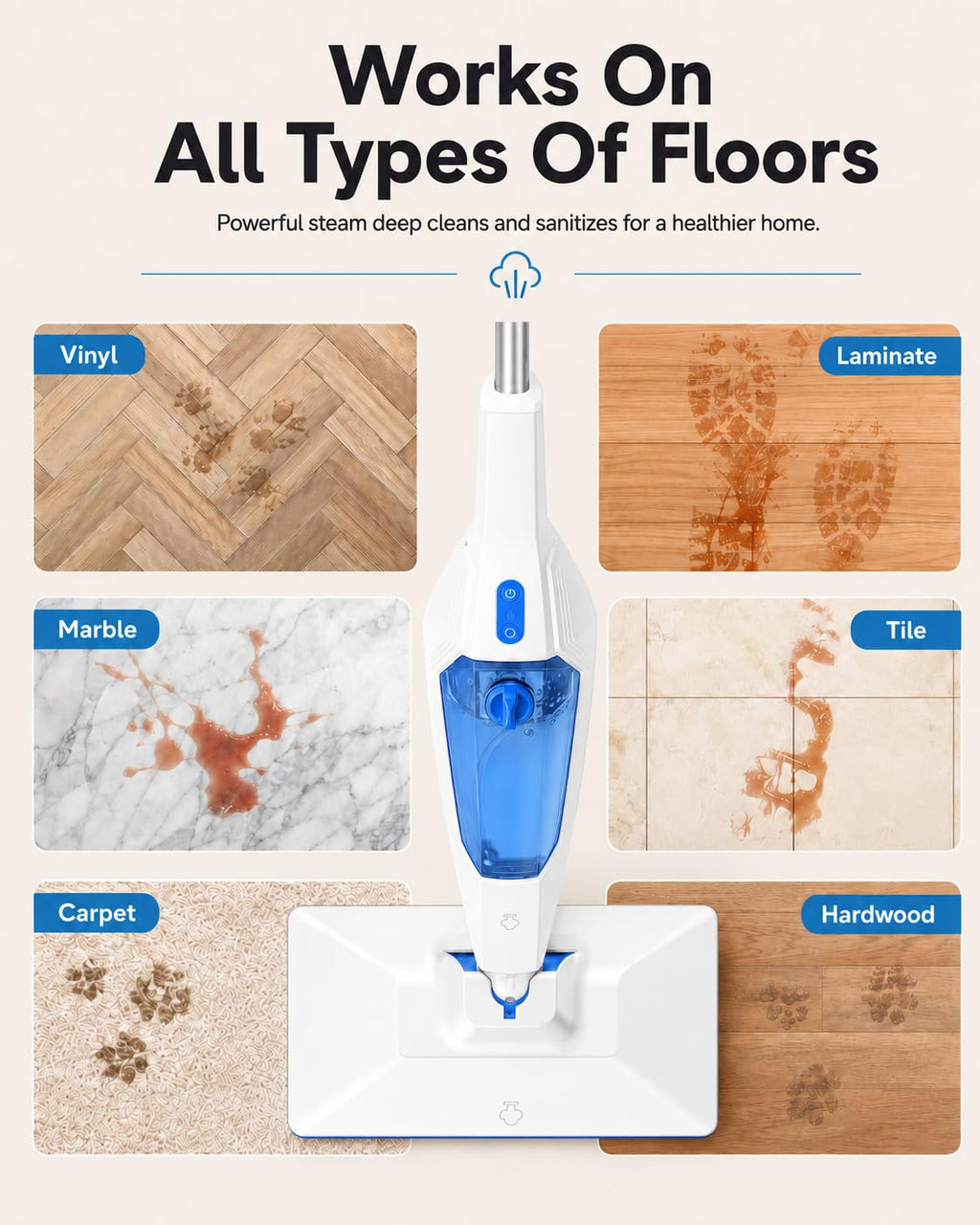 14-in-1 Detachable Steam Floor Mop X206